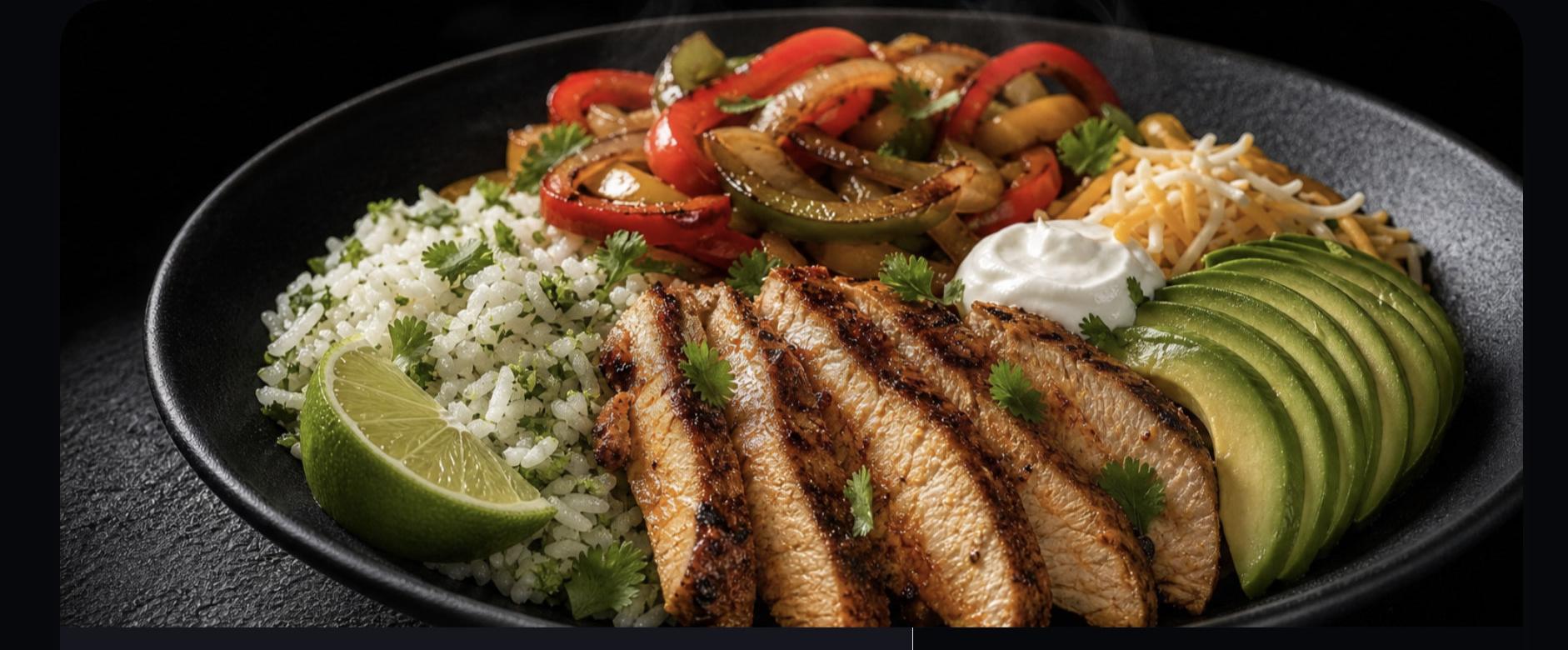 A Chicken Fajita Bowl recipe photo from the BienTo meal planner